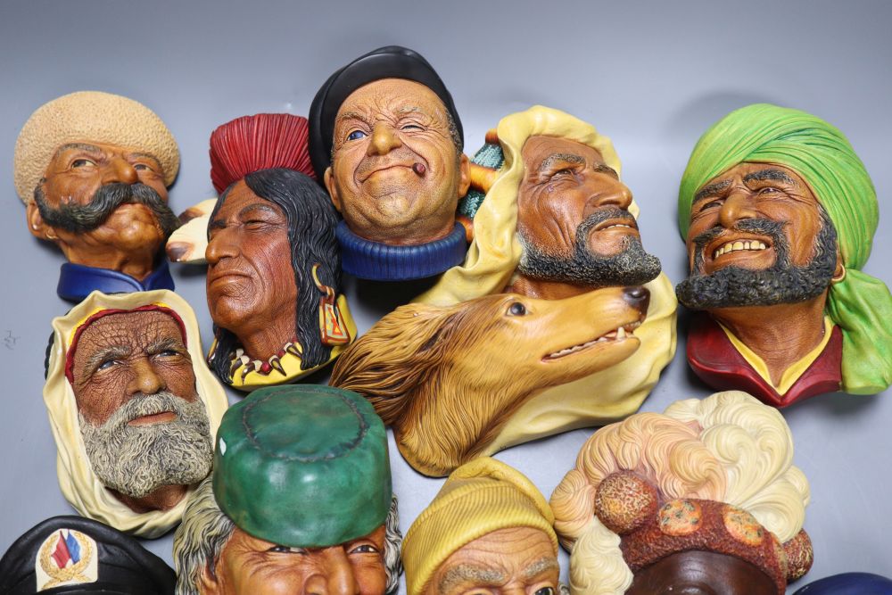 Fourteen Bossons painted plaster portrait wall plaques